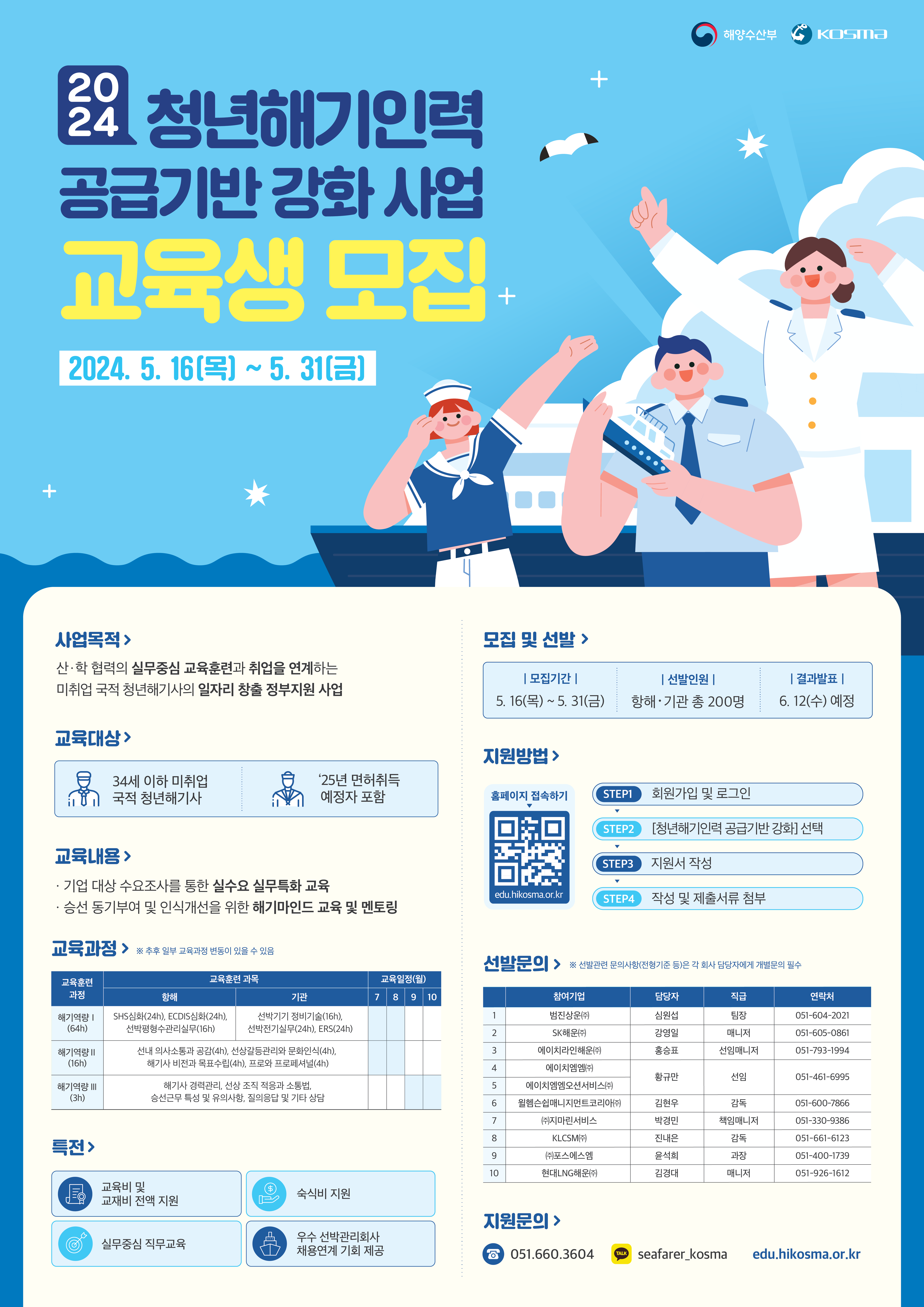 2024년 청년해기인력 공급기반 강화 사업 교육생 모집